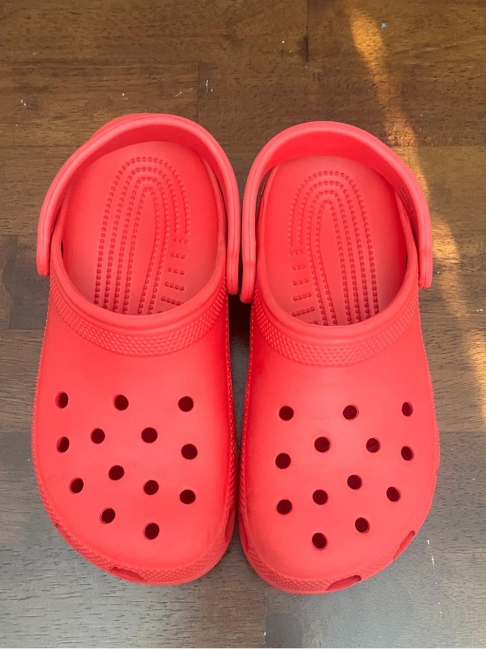 CROCS Big Kids Jr. Red Slip-On Clogs with Heel Strap